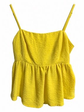Timing Yellow Spaghetti-Strap Peplum Camisole